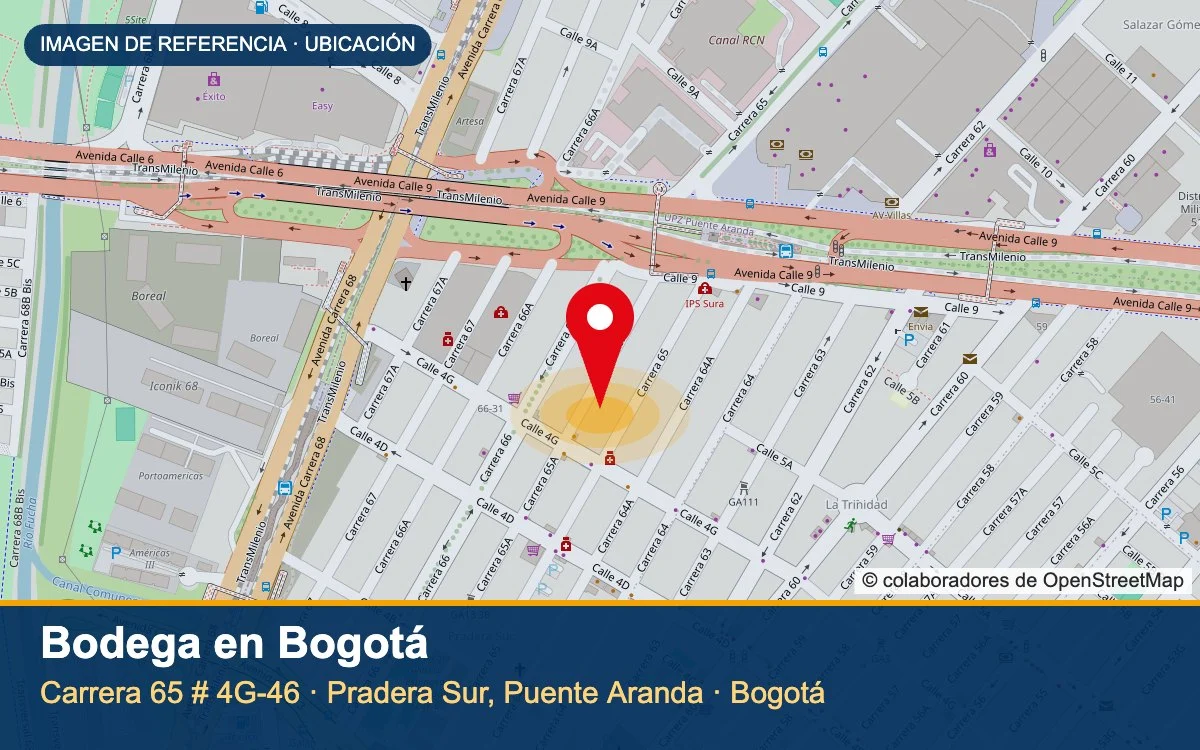 Buscar Remates Privados 4 Bodega en Bogotá – Carrera 65 # 4G-46 · Pradera Sur, Puente Aranda · Bogotá