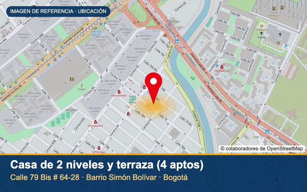 Buscar Remates Privados 3 Casa de 2 niveles y terraza (4 aptos) – Calle 79 Bis # 64-28 · Barrio Simón Bolívar · Bogotá
